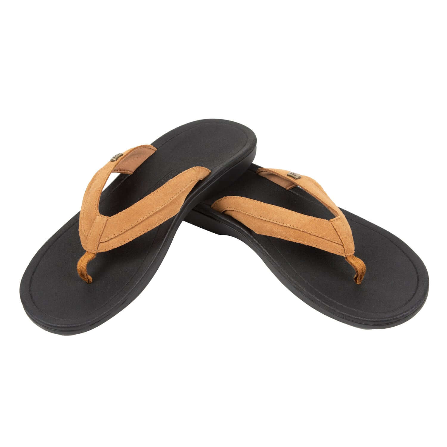 Harmony 783 Cameron Men’s Grounding Conductive Earthing Sandal in Chestnut Nubuck Flip Flop Stacked