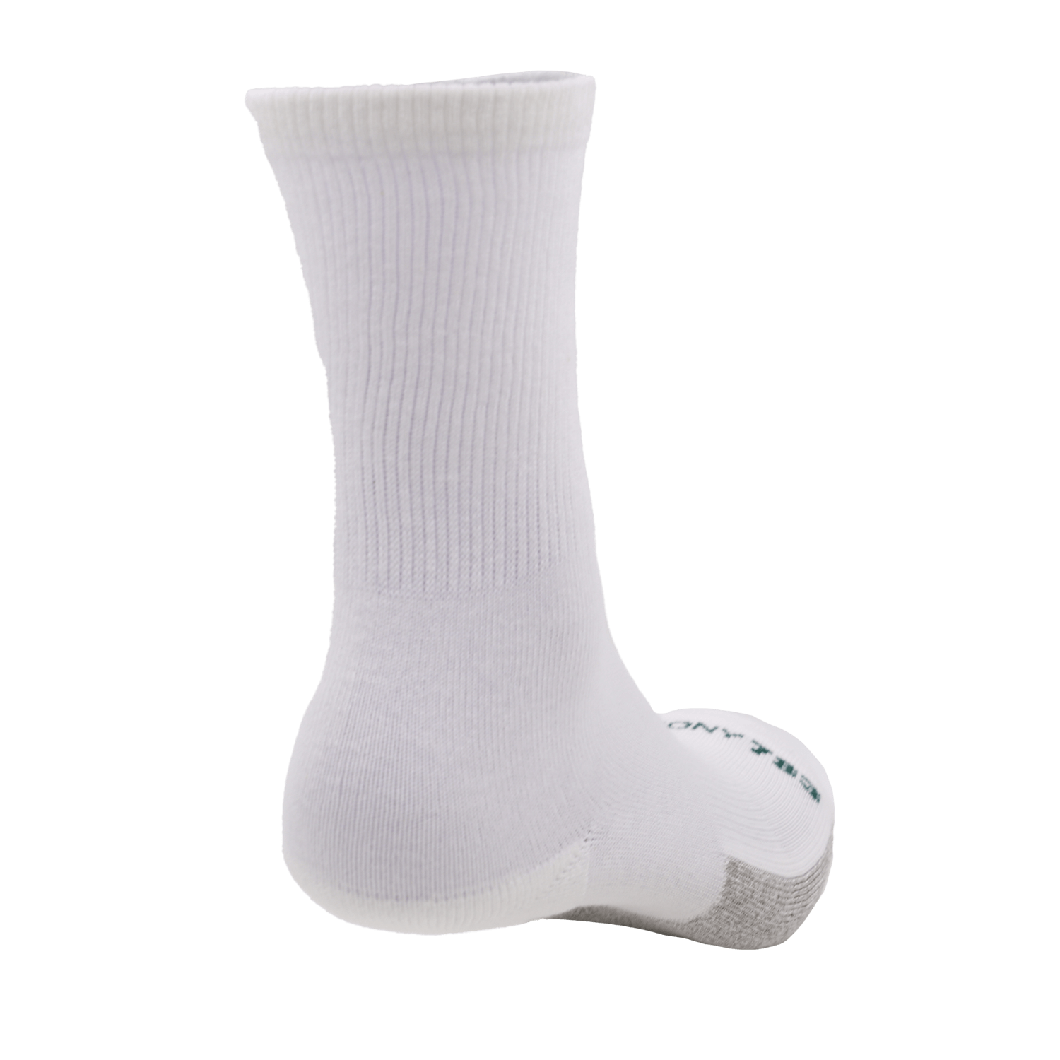 Harmony 783 Crew Style Grounding Socks White Organic Cotton with Silver Stitching
Heel View