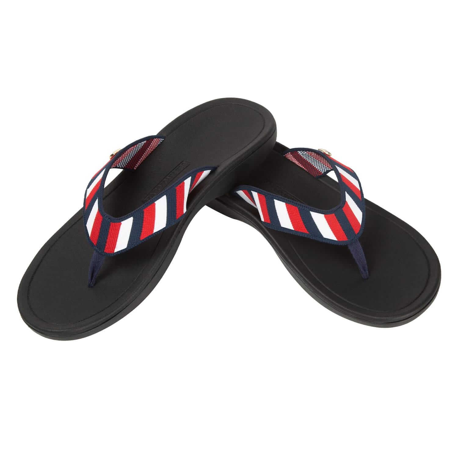 Harmony 783 Tatum knit Flip Flop and sandal
red white and blue striped conductive grounding and earthing footbed
stacked Angle