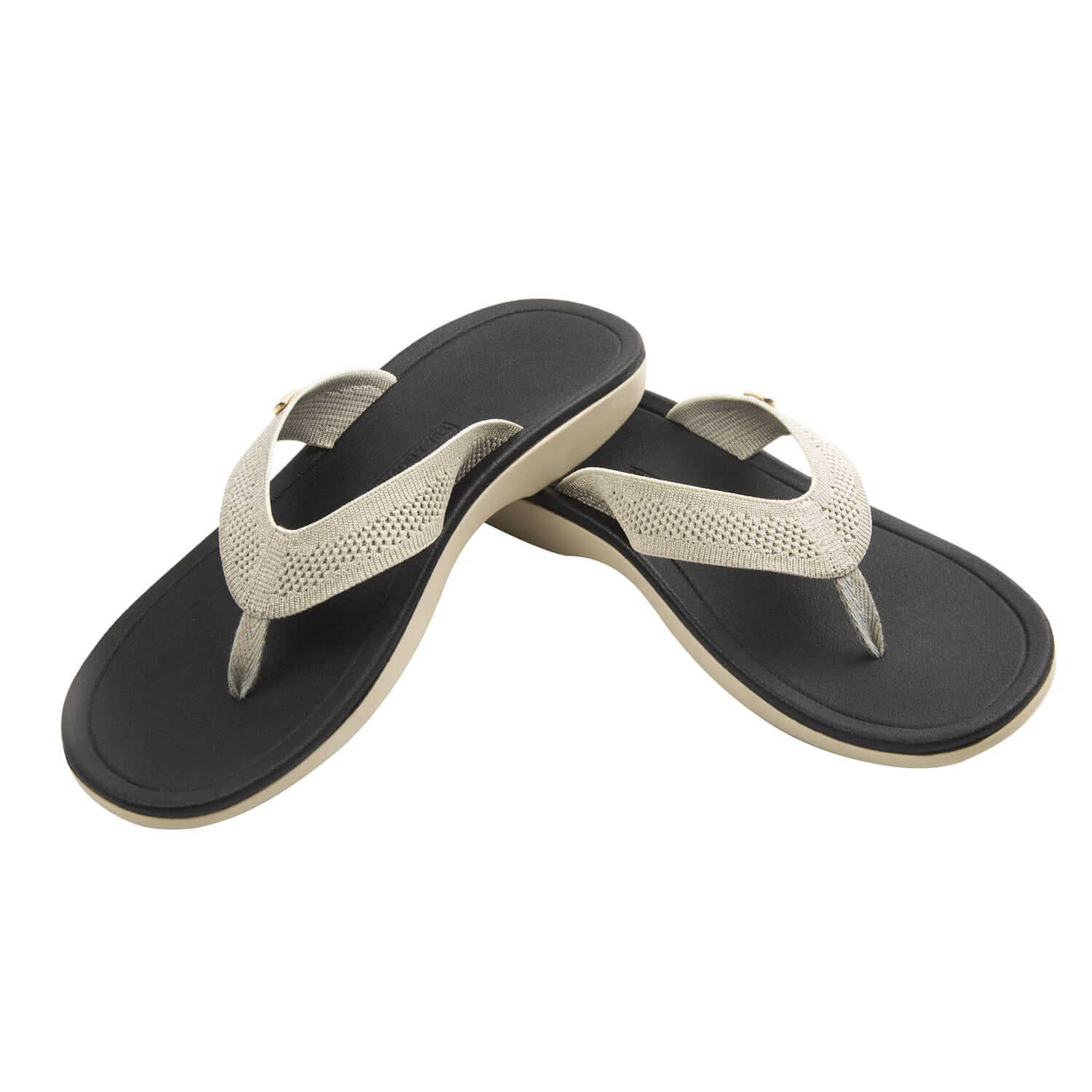 Harmony 783 Tatum platinum knit Flip Flop and sandal
conductive grounding and earthing footbed
stacked Angle