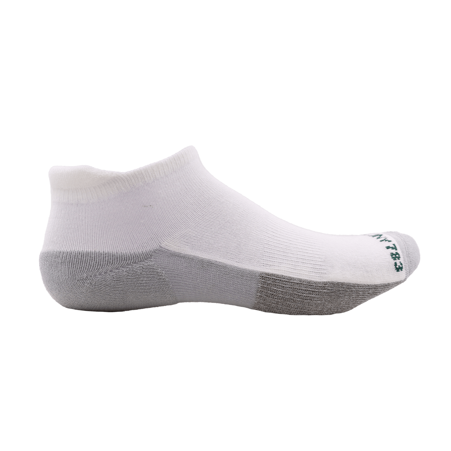 Harmony 783 Low Cut White Grounding Socks Organic Cotton with Silver Stitching outside view
