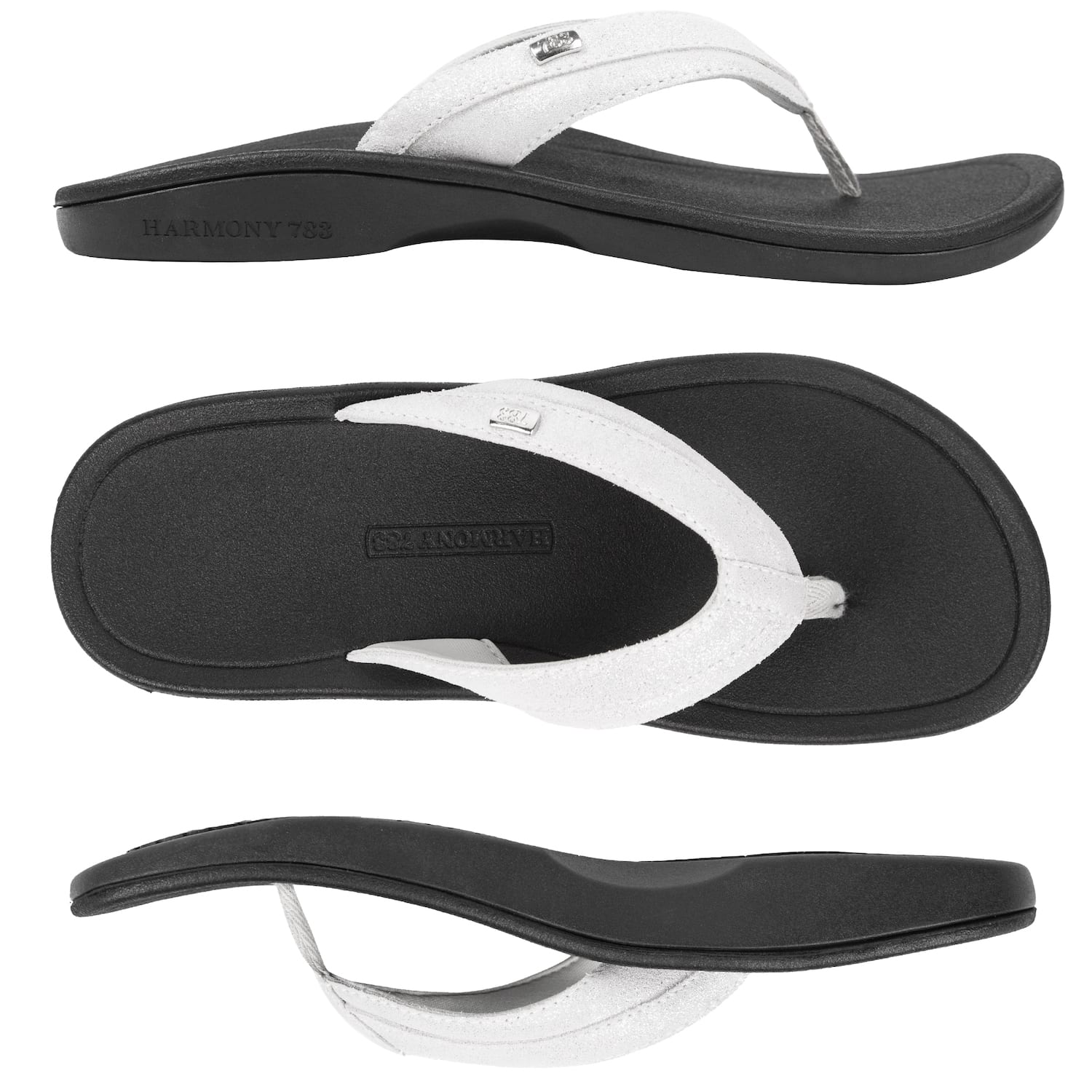Harmony 783 Stella Womens Grounding Conductive Earthing Sandal in Silver Shimmer Suede Flip Flop
overhead multiview