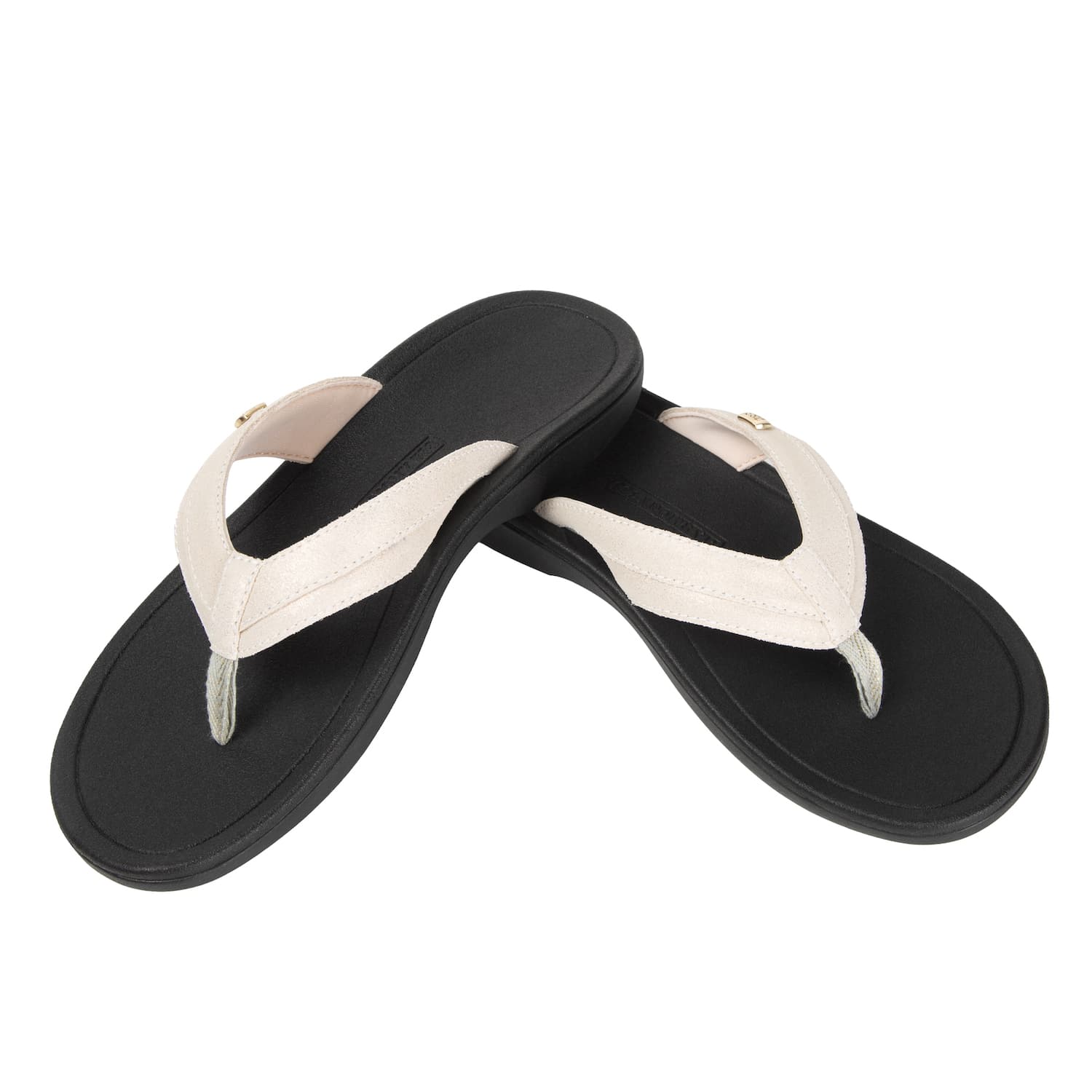 Harmony 783 Stella Womens Grounding Conductive Earthing Sandal in Gold cream Shimmer Suede Flip Flop
Stacked