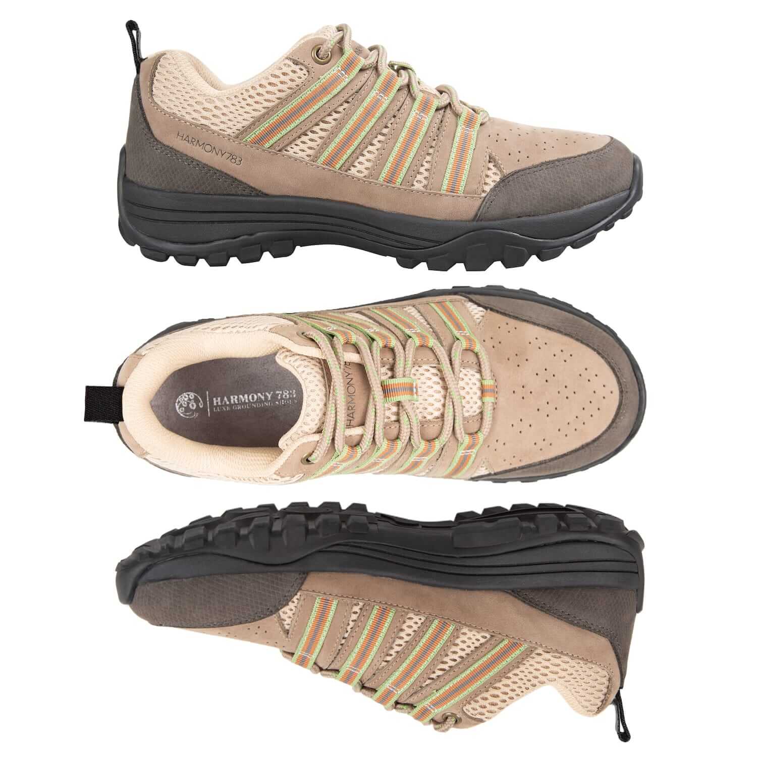Multi-view image of Dakota Grounded Khaki and Creme Trail Shoe