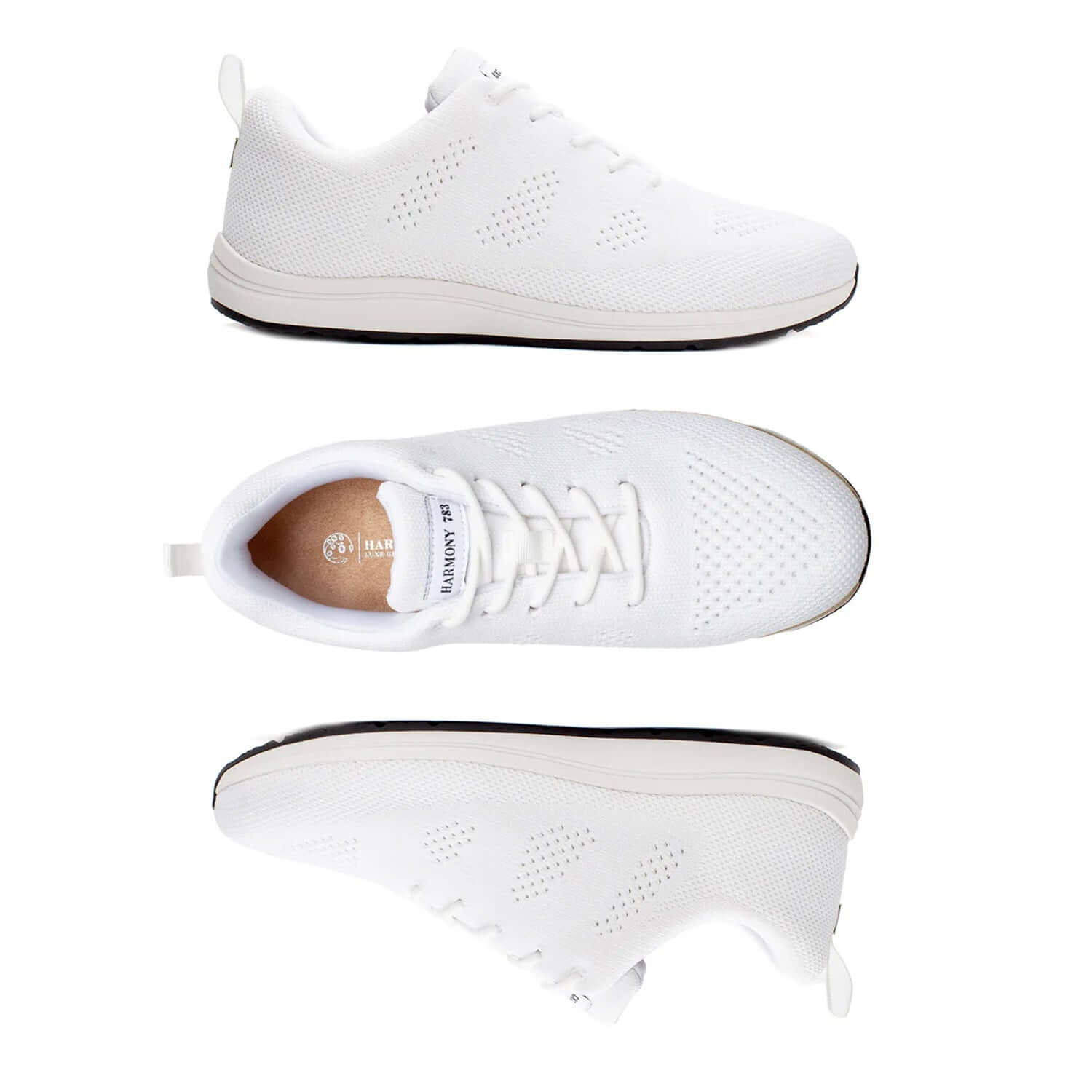 Three views of the Alex White Grounding Recycled Plastic Lace-Up