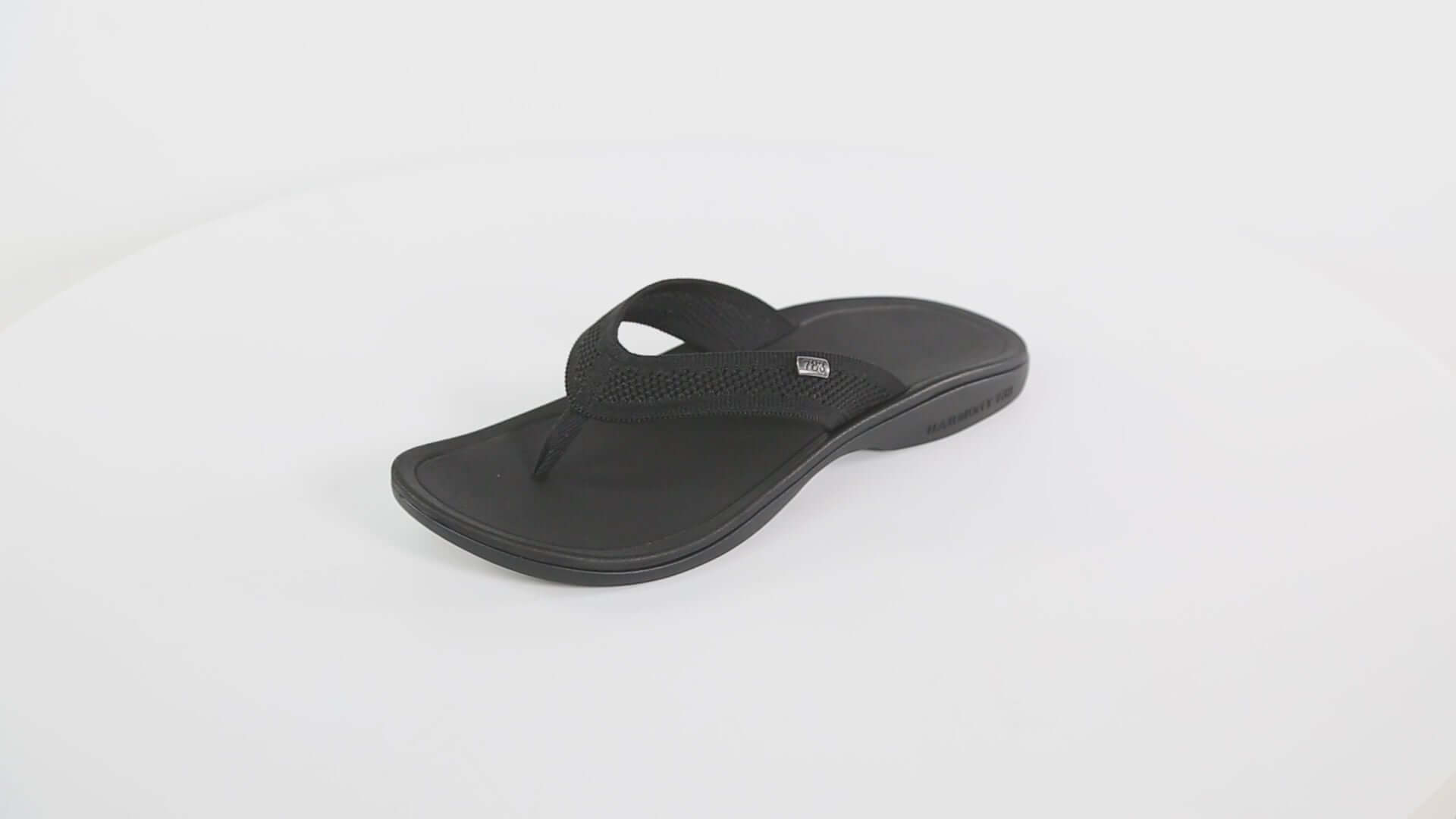 360 video Harmony 783 tatum black knit sandal and flip flop for grounding and earthing