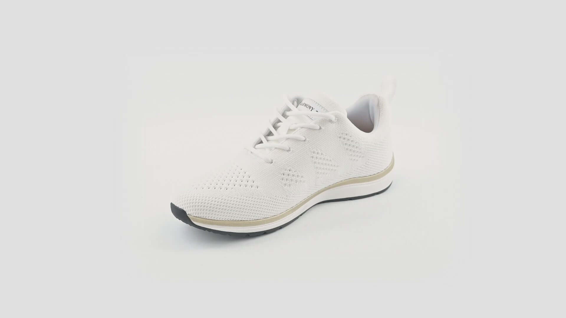 360 video of white and gold knit lace-up for grounding