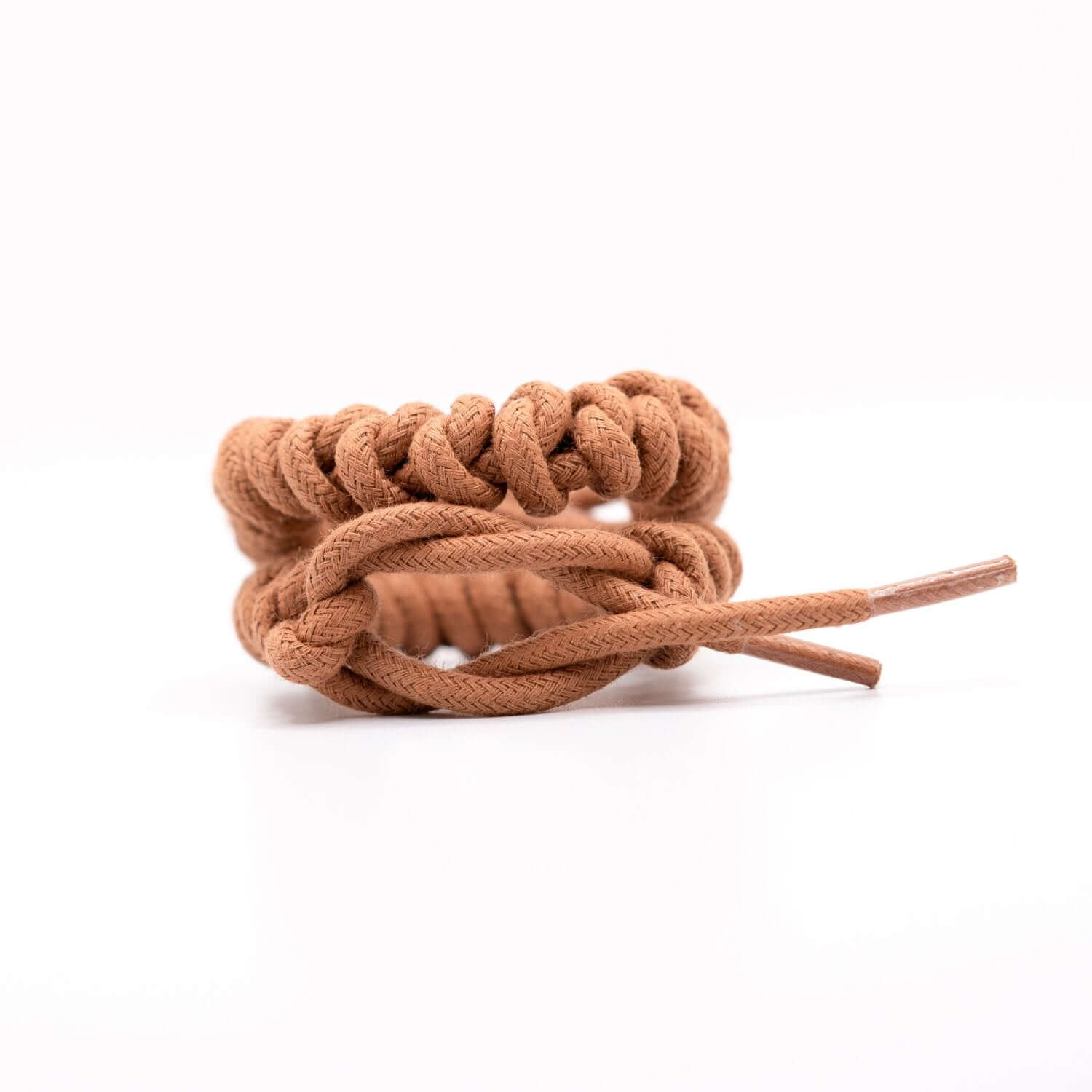 Round cotton cognac shoelace