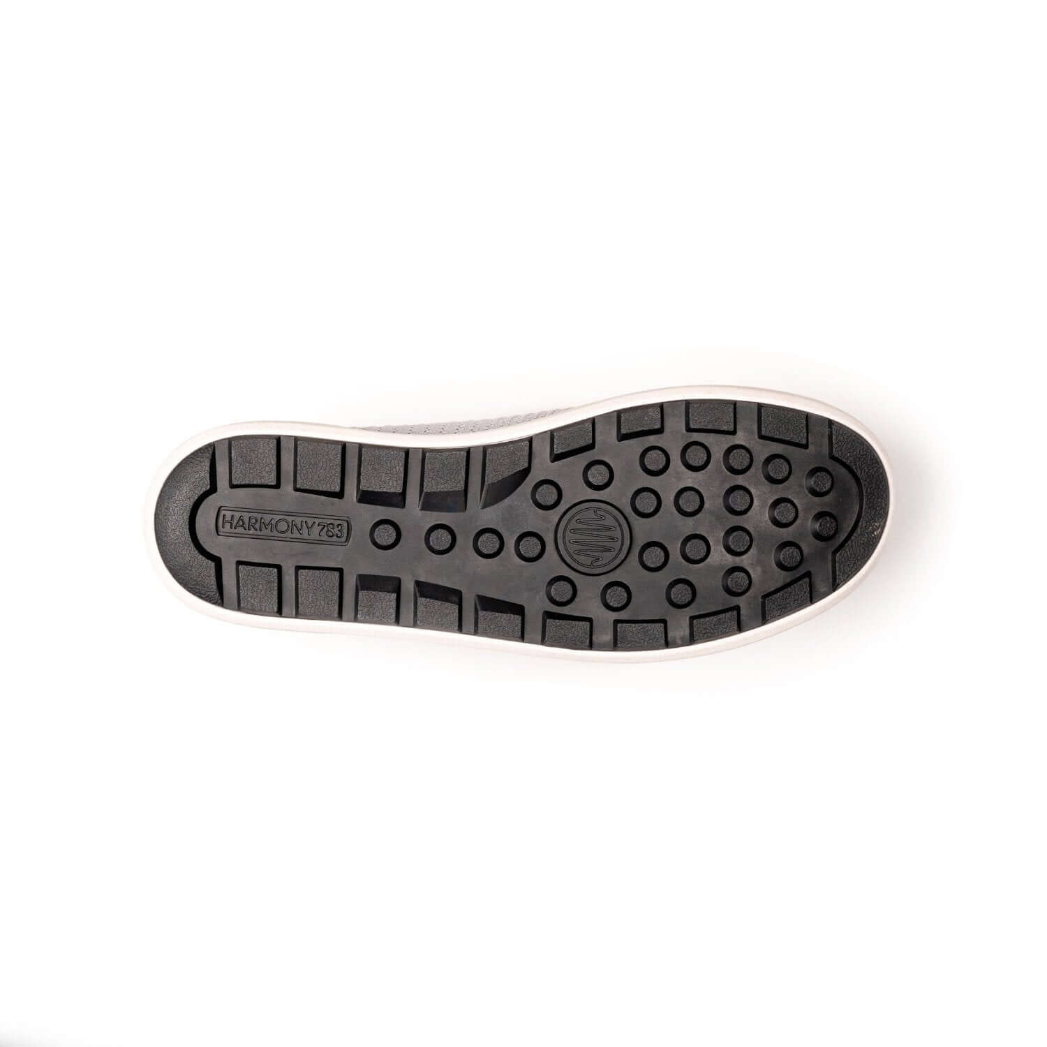 Sole view of grey bamboo knit slip-ons for grounding and earthing