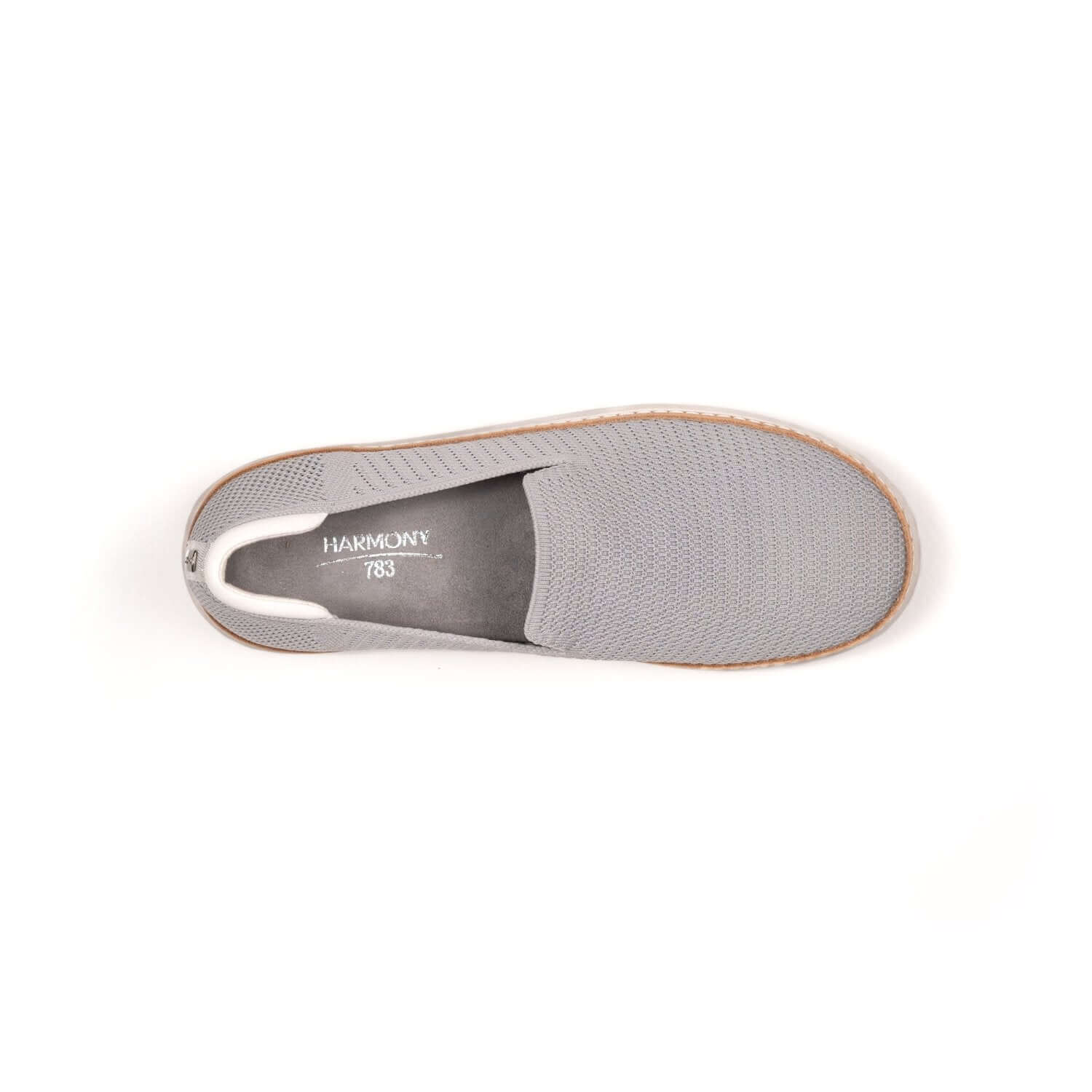 Top view of grey bamboo knit grounding slip-on