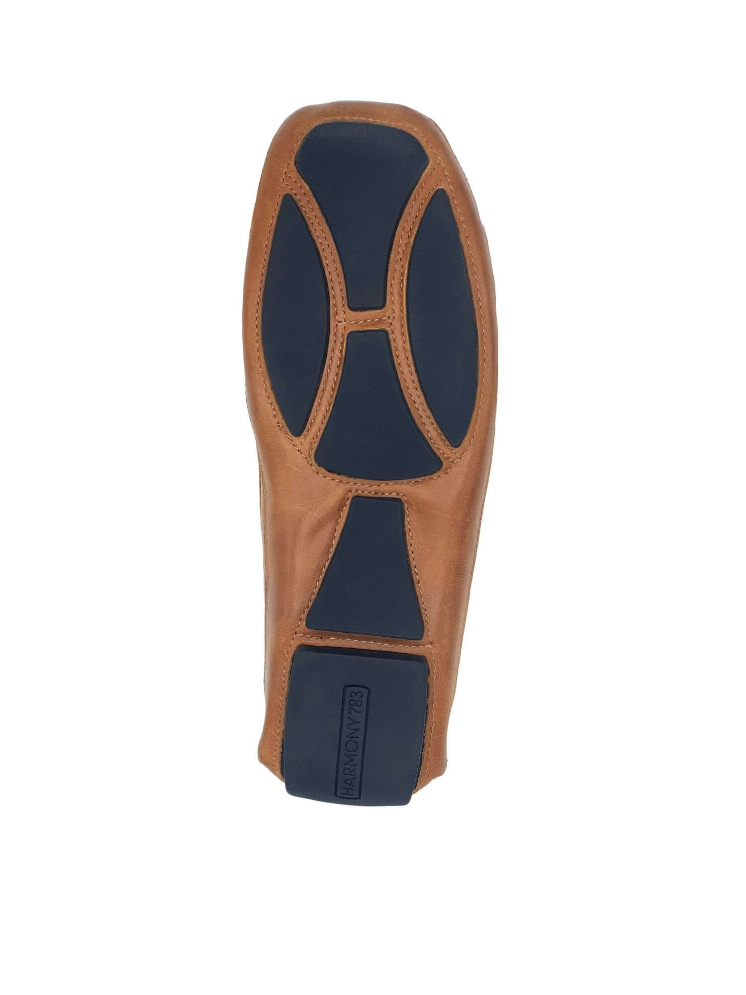 Sole view of men's brown leather grounding driver