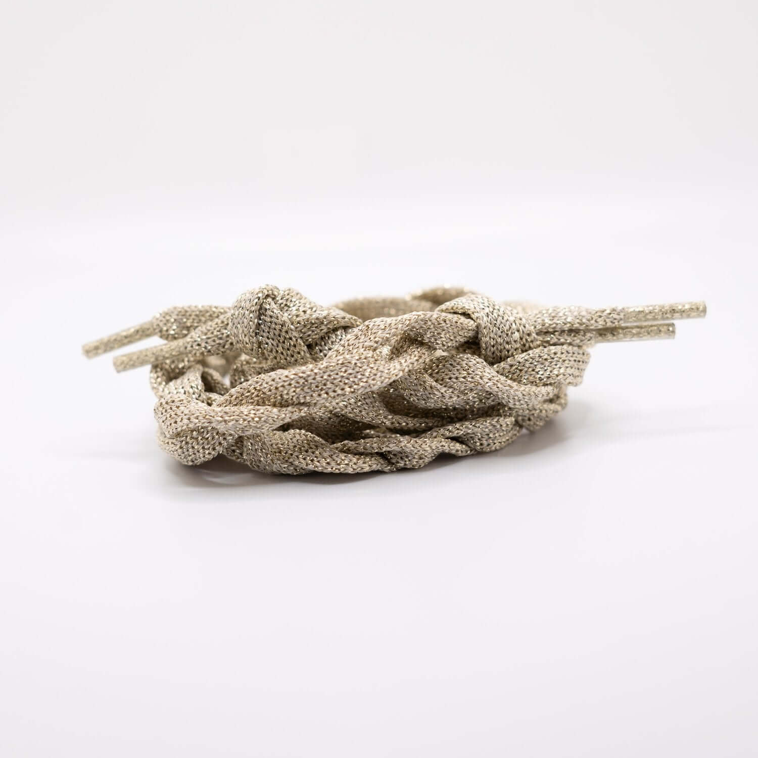 Twisted sparkle metallic platinum flat lace with aglet