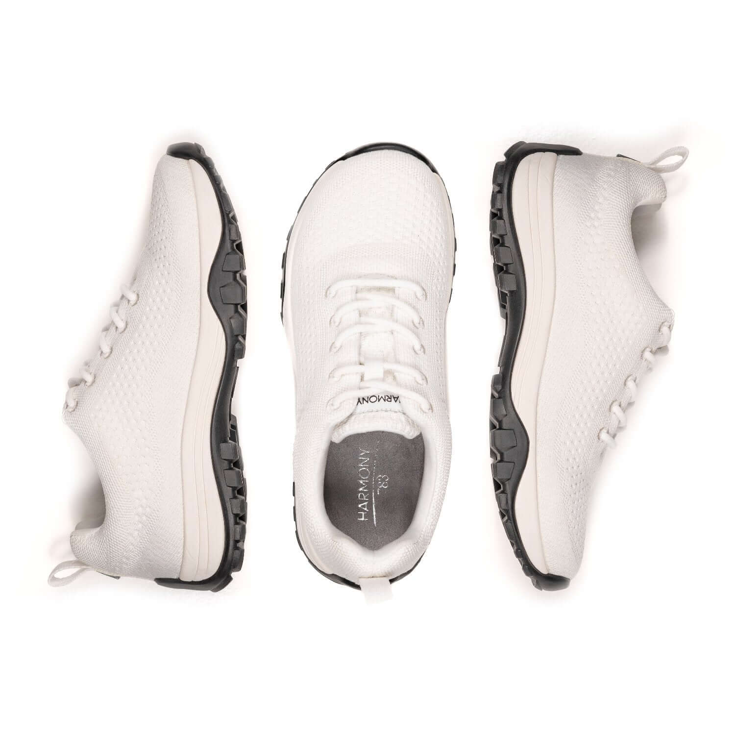Multi-View of white bamboo grounding knit unisex sneakers