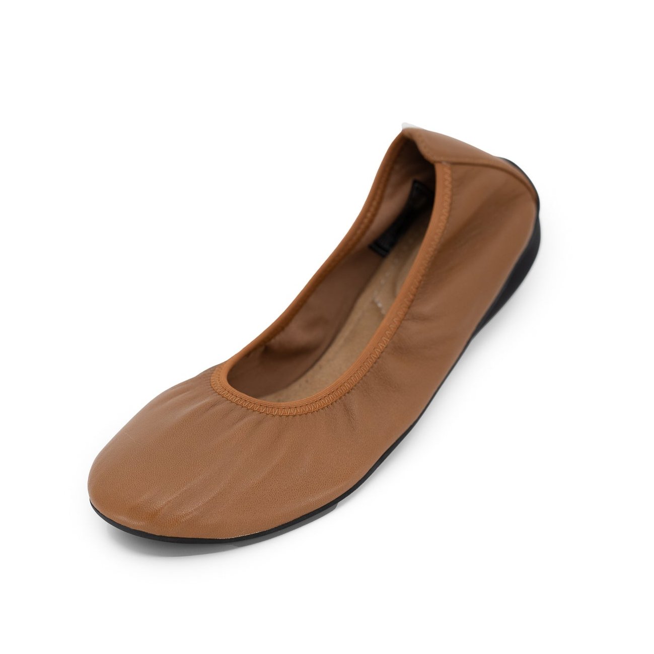 Cognac leather grounding ballet flat angle