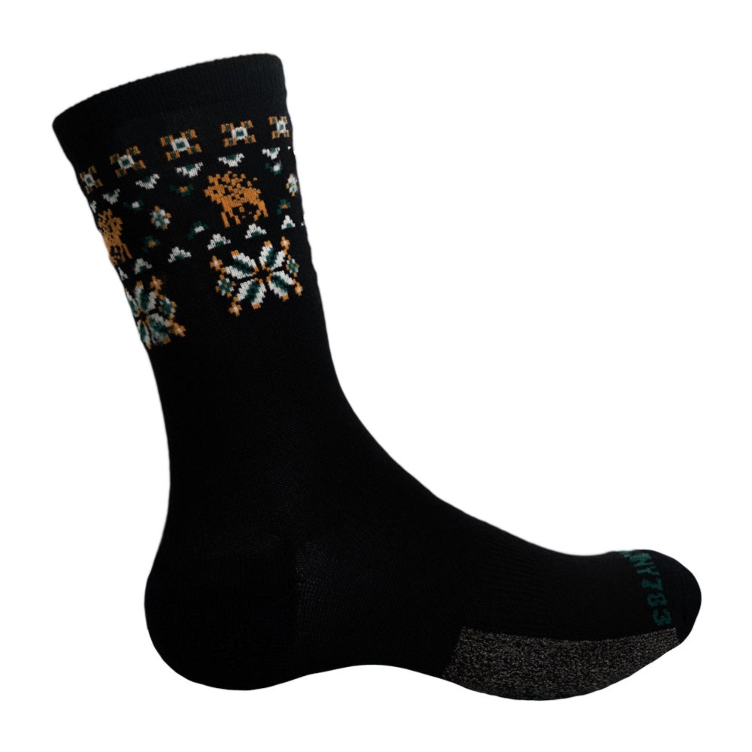 festive merino wool grounding crew socks - Inside Profile