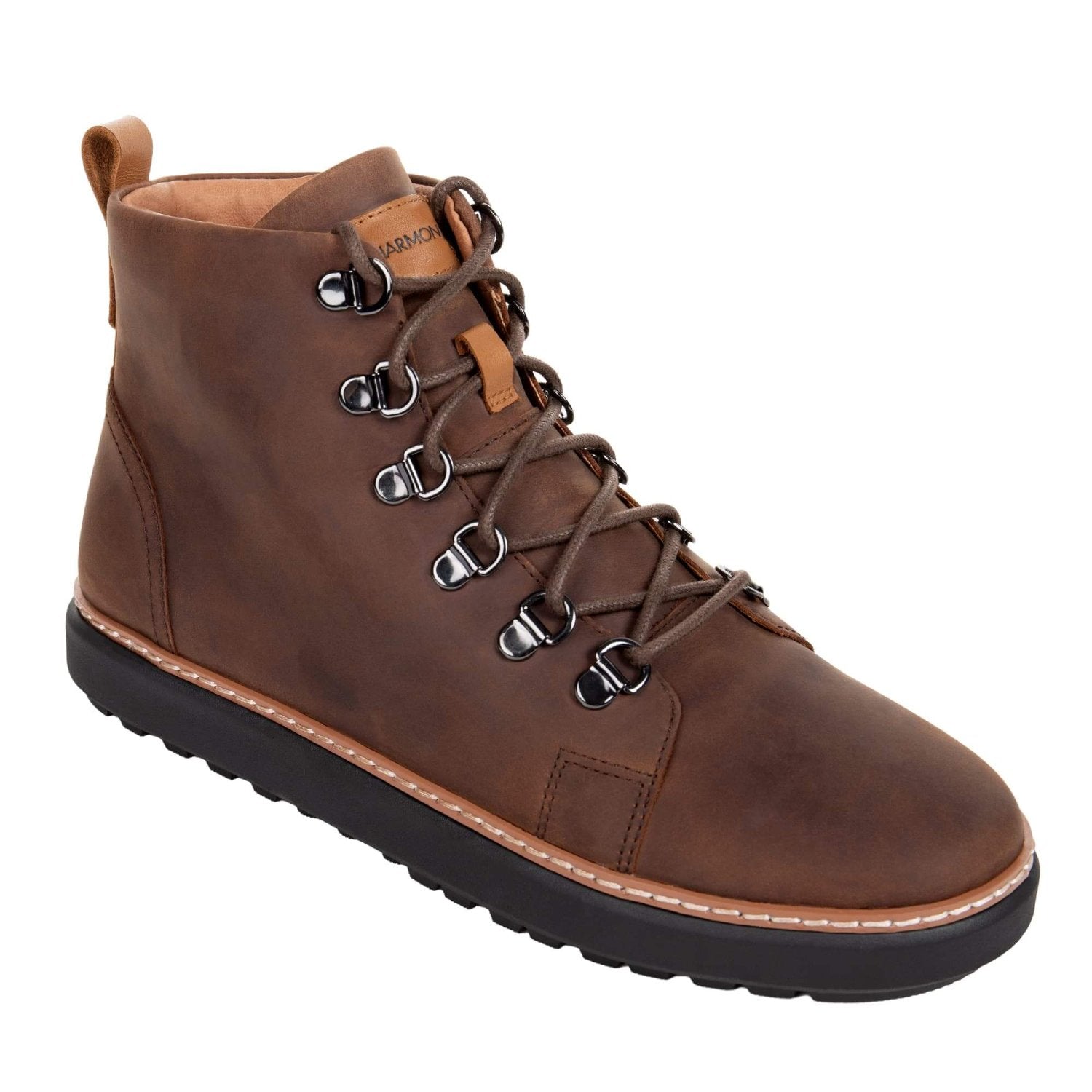 Harmony 783 Grounding Ankle Boot High Top Brown Leather Unisex Category Angle