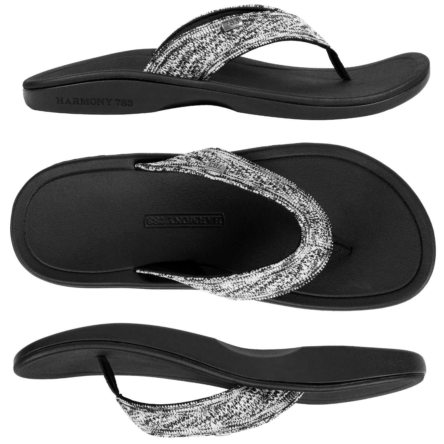 Harmony 783 Tatum knit Flip Flop and sandal 
heather grey conductive grounding and earthing footbed
multiview Angle