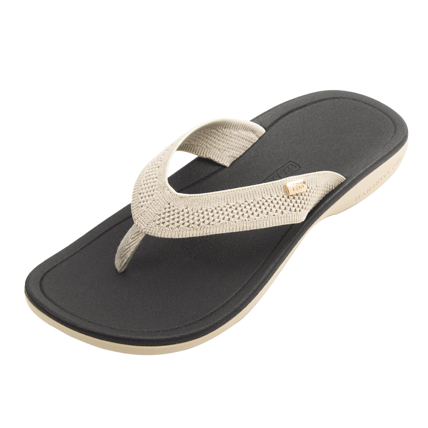 Harmony 783 Tatum platinum knit Flip Flop and sandal 
 conductive grounding and earthing footbed
hero Angle