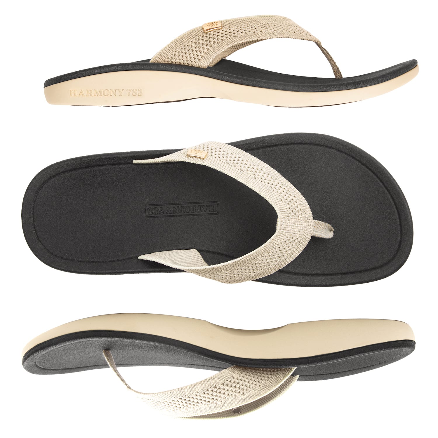 Harmony 783 Tatum platinum knit Flip Flop and sandal 
 conductive grounding and earthing footbed
multiview Angle