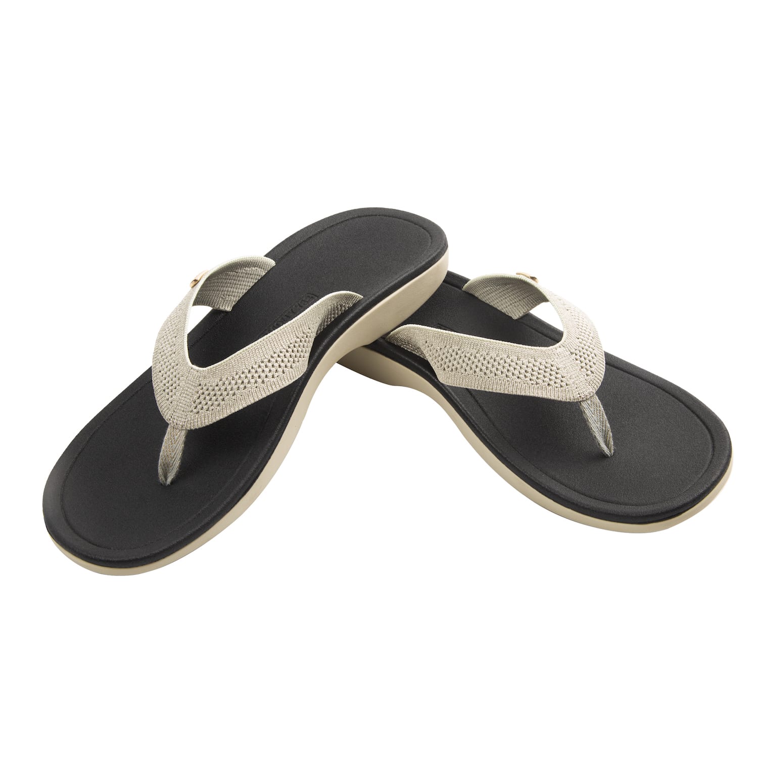 Harmony 783 Tatum platinum knit Flip Flop and sandal 
 conductive grounding and earthing footbed
stacked Angle