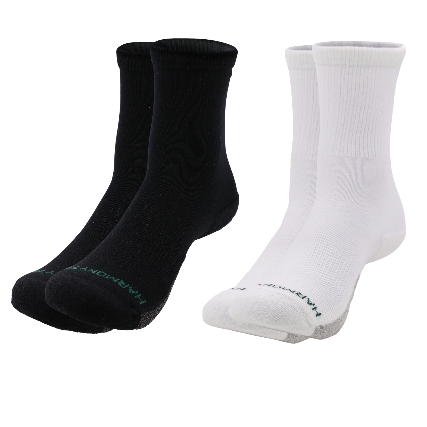 Grounding Crew Socks 2-Pack • White Organic Cotton + Black Merino Wool