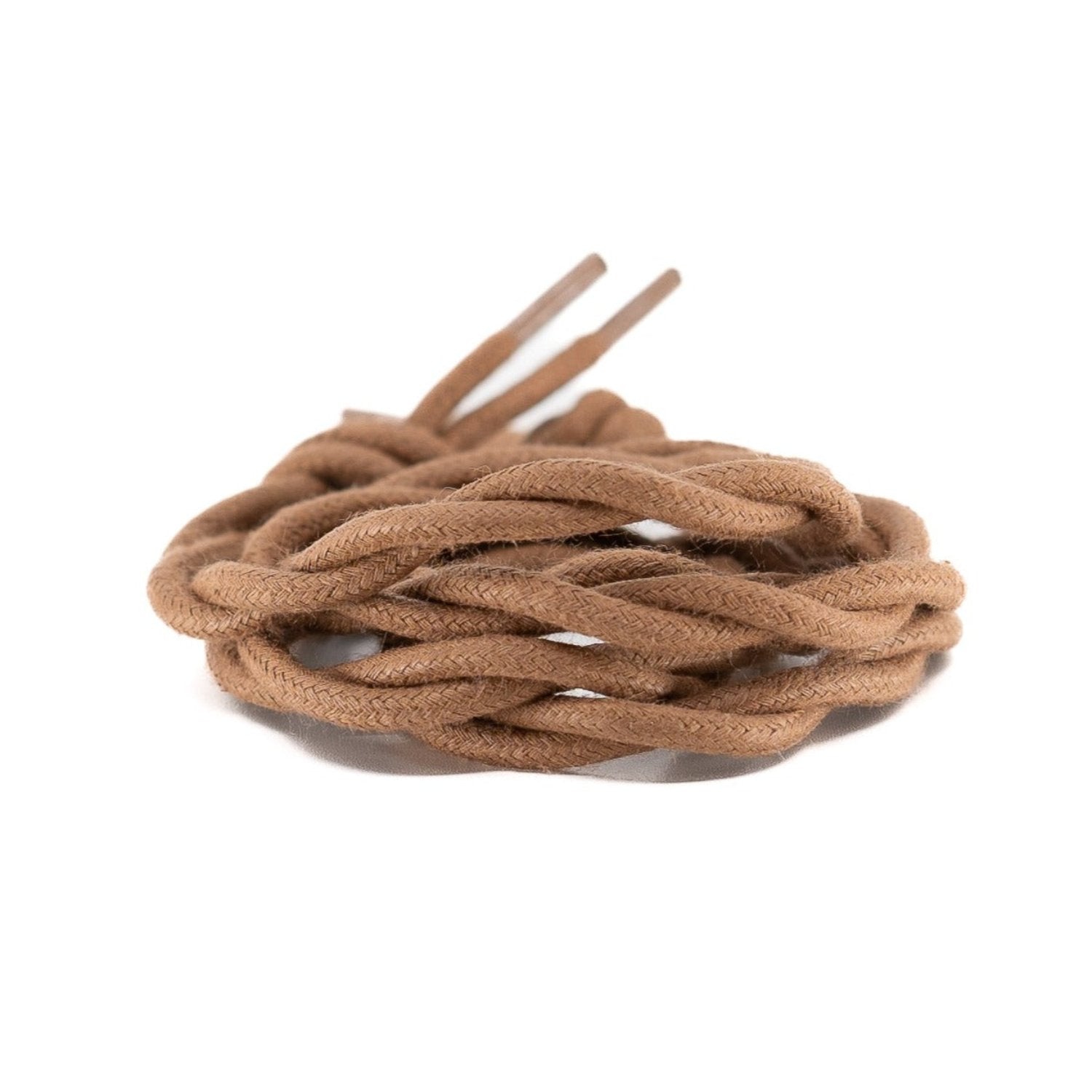 Brown long round cotton shoe lace for high tops