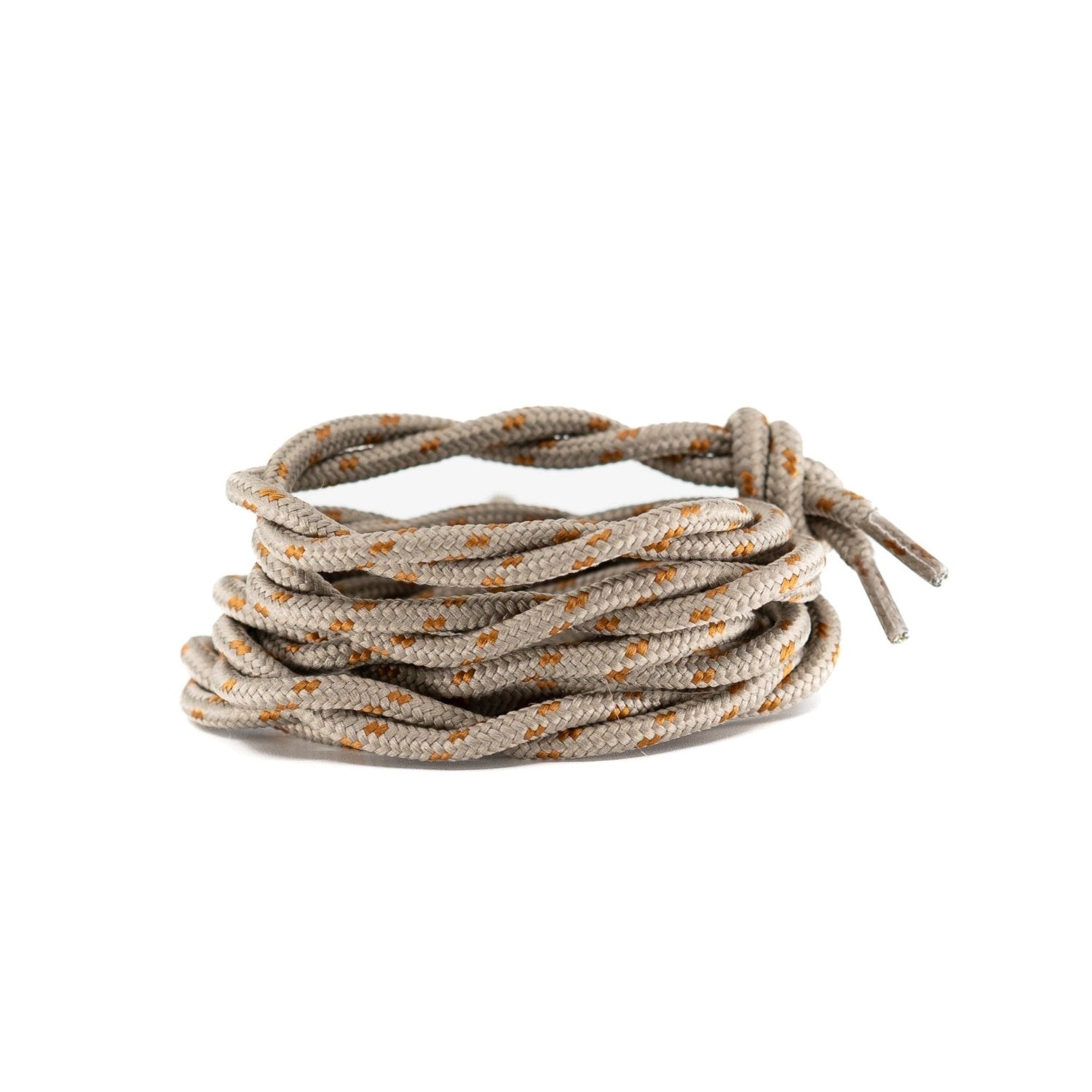 Khaki nylon round shoelace with cognac flecks