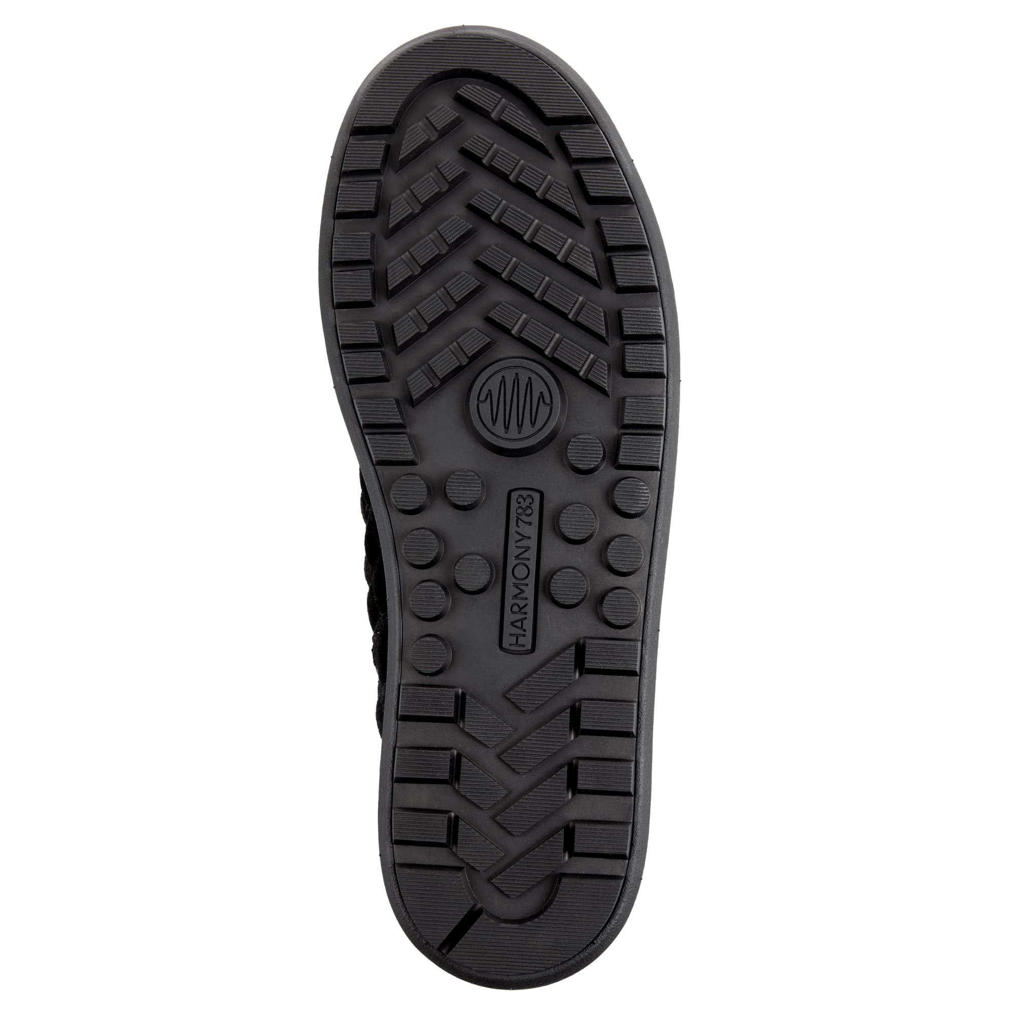 Sole view of the black quilted grounding high-top for women