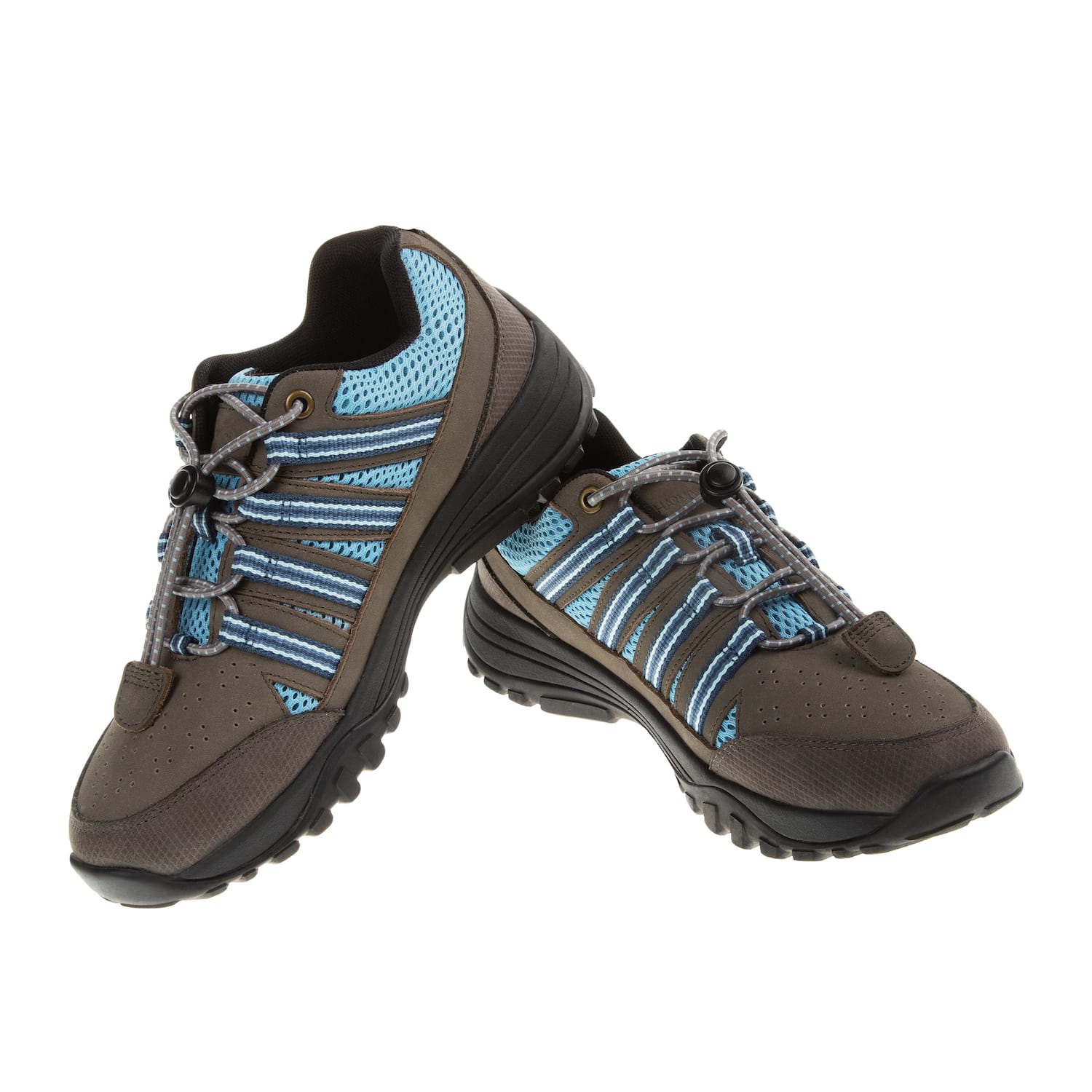 Stacked view of the Taylor Grey and Blue Grounding Trail Hiking Shoe for Men and Women