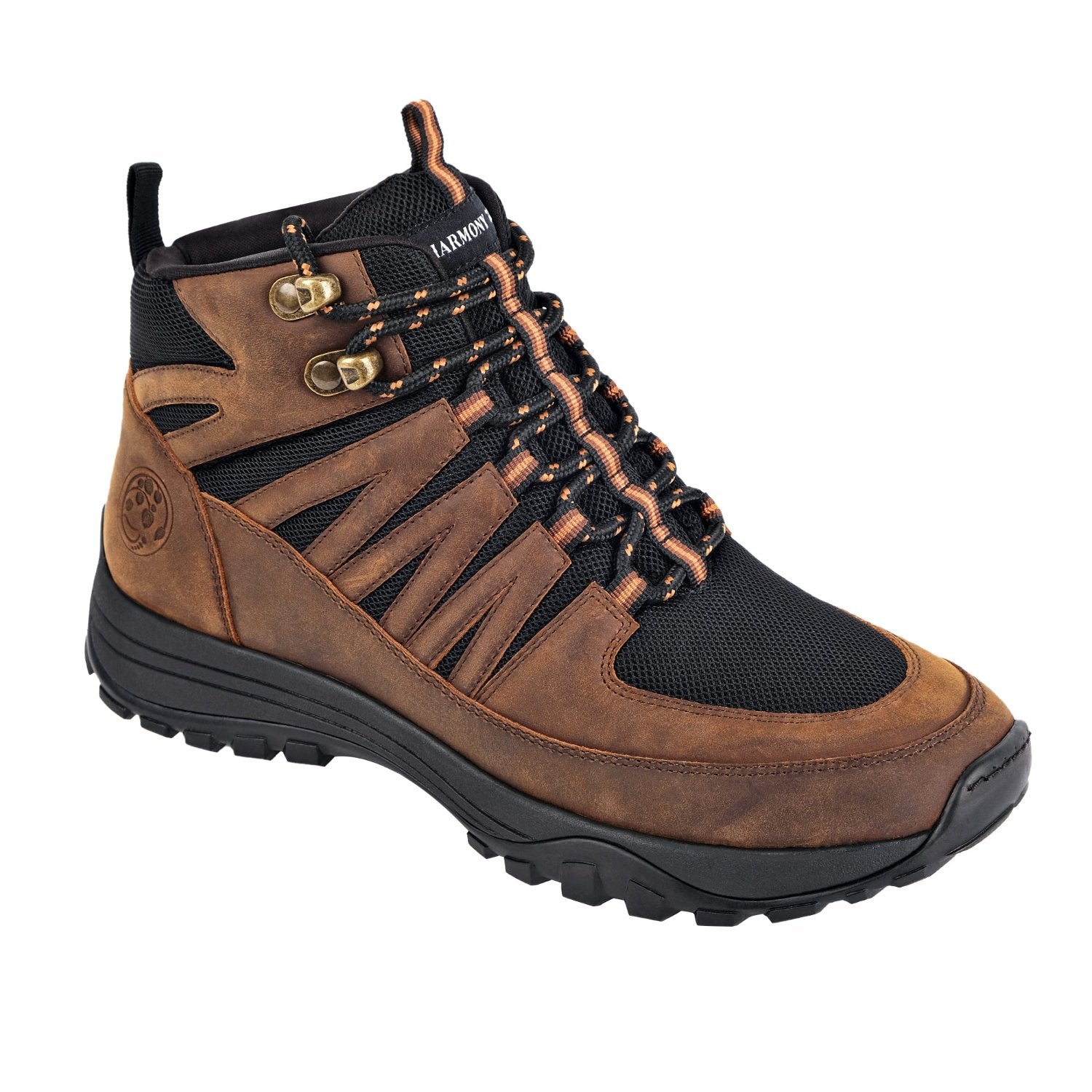 Category side view of Jesse High Top Trail Shoe/hiking boot for grounding brown leather and black mesh for men and women