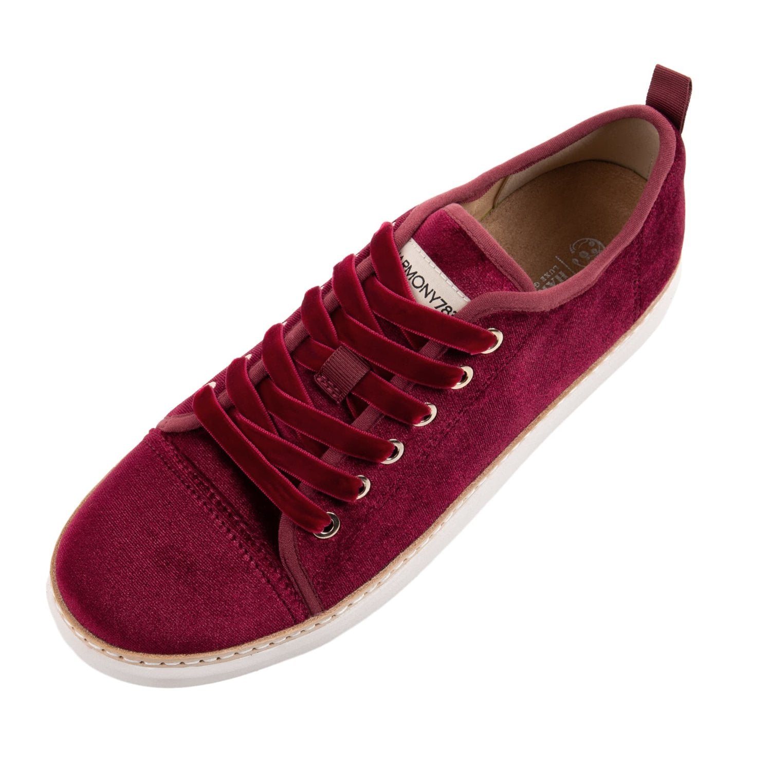 Bordeaux velvet walker with bordeaux velvet shoelace