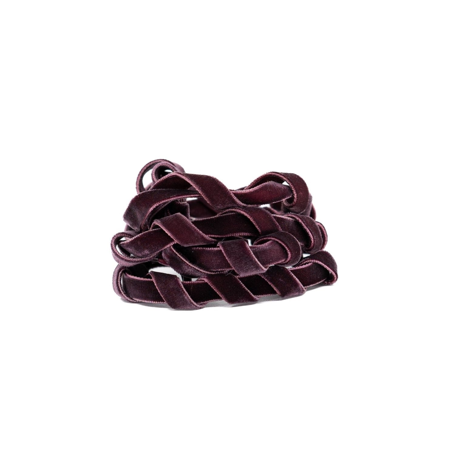 Braided version of cabernet velvet shoelace