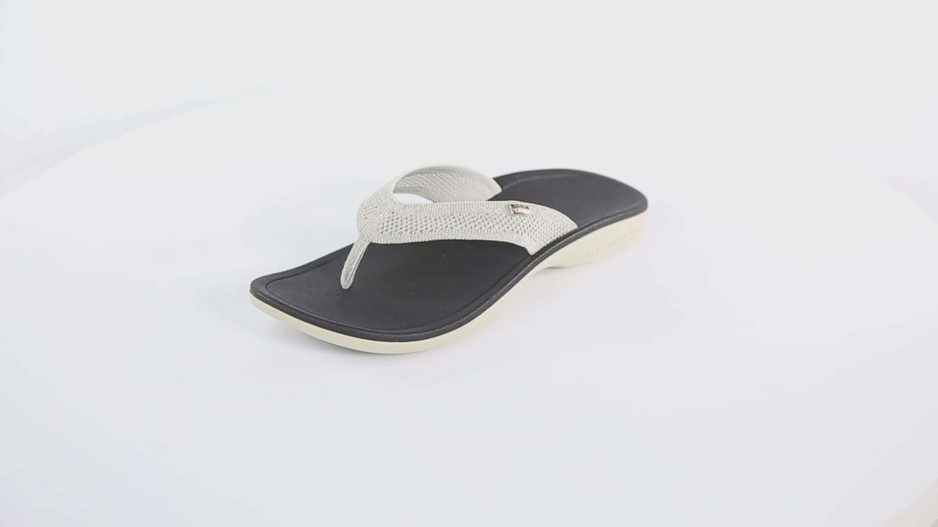 360 video Harmony 783 tatum platinum knit sandal  and flip flop for grounding and earthing