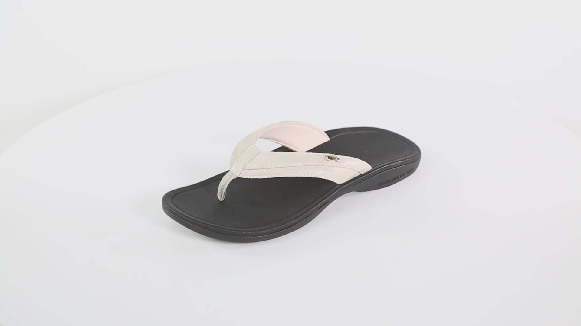 360 video Harmony 783 Stella Womens Grounding Conductive Earthing Sandal in Gold Creme Shimmer Suede Flip Flop