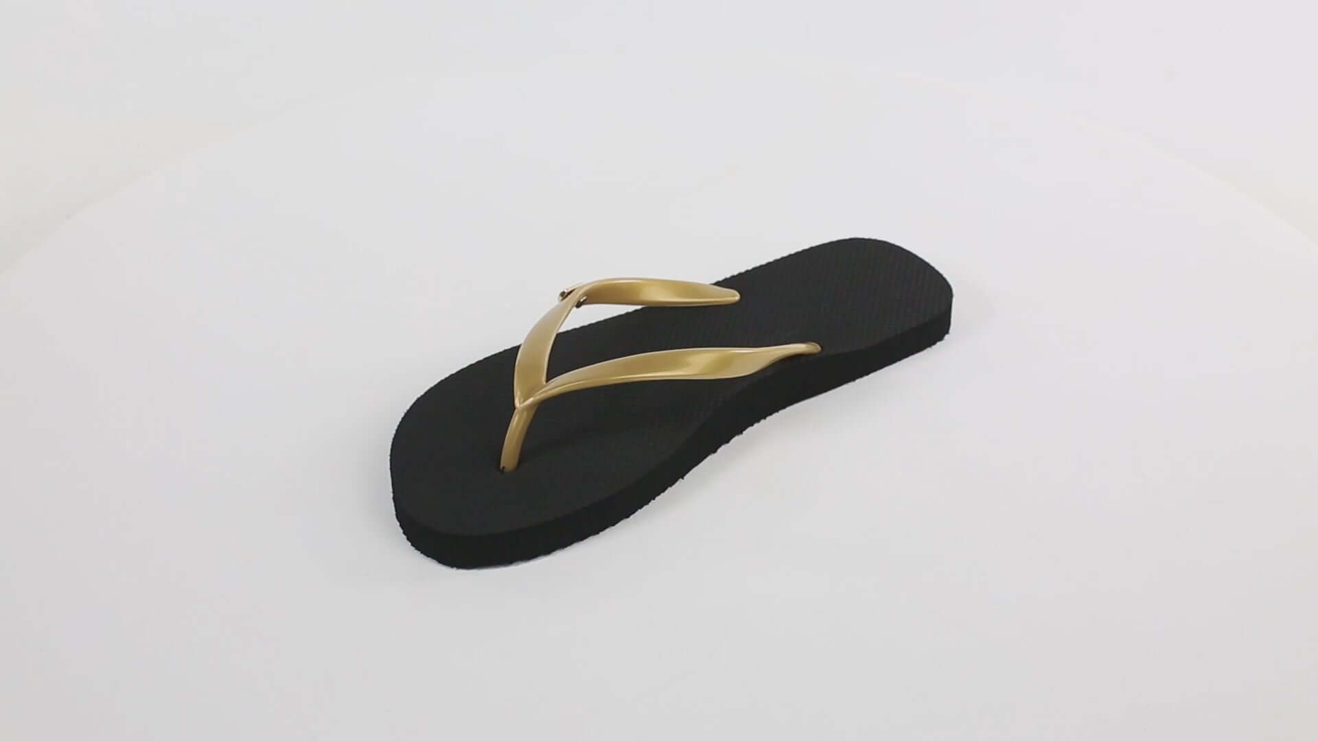 360 video of Harmony 783 black and gold conductive footbed flip flops