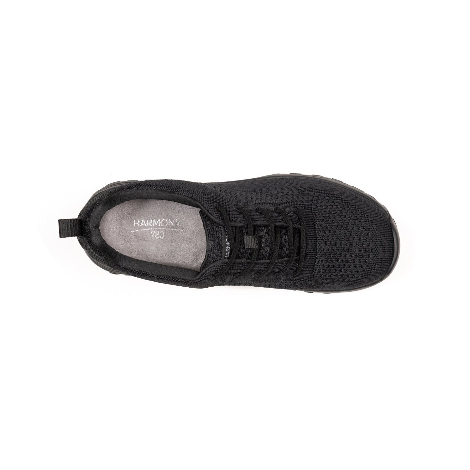 top view of black bamboo knit grounding sneakers