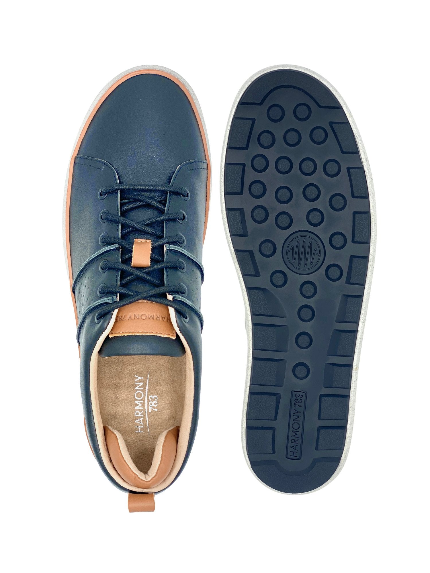 Top view and outsole view of men's and women's grounding black leather walker