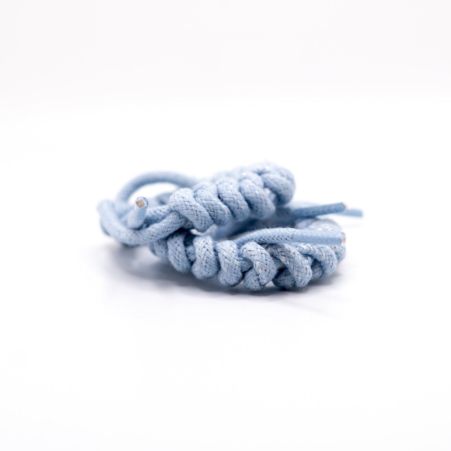 Braided round periwinkle cotton shoelace