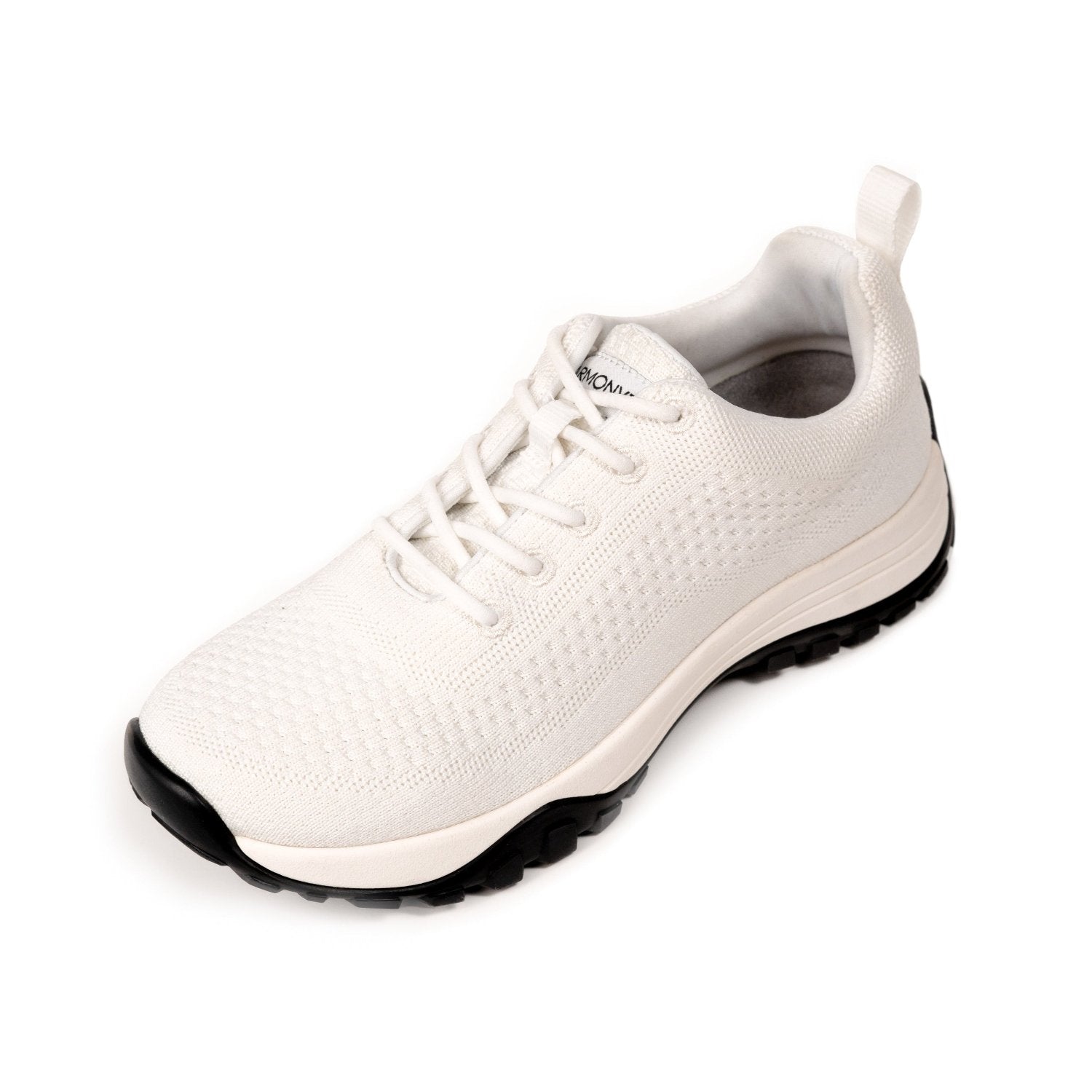 White nylon lace and white bamboo knit sneaker