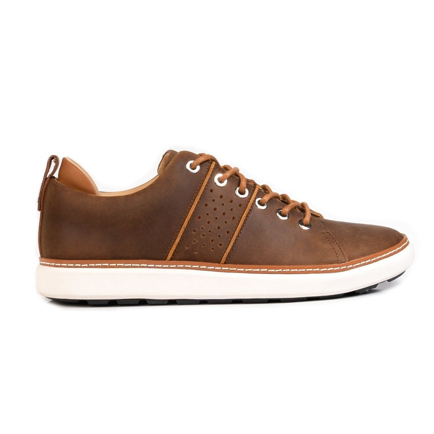 Grounding walker brown leather and white outsole profile view